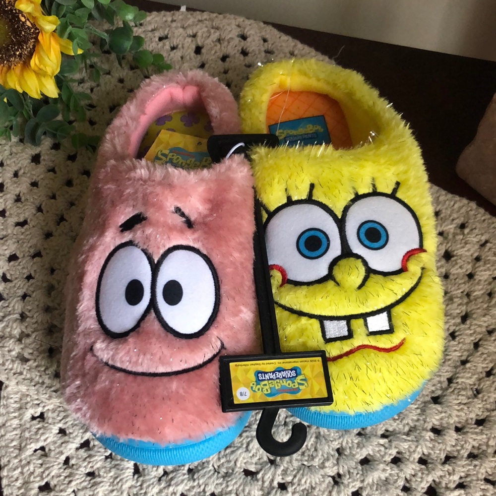 SpongeBob & Patrick Women’s Plush Slippers - Pink and Yellow